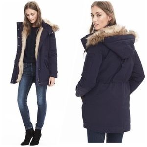 banana republic faux fur down parka